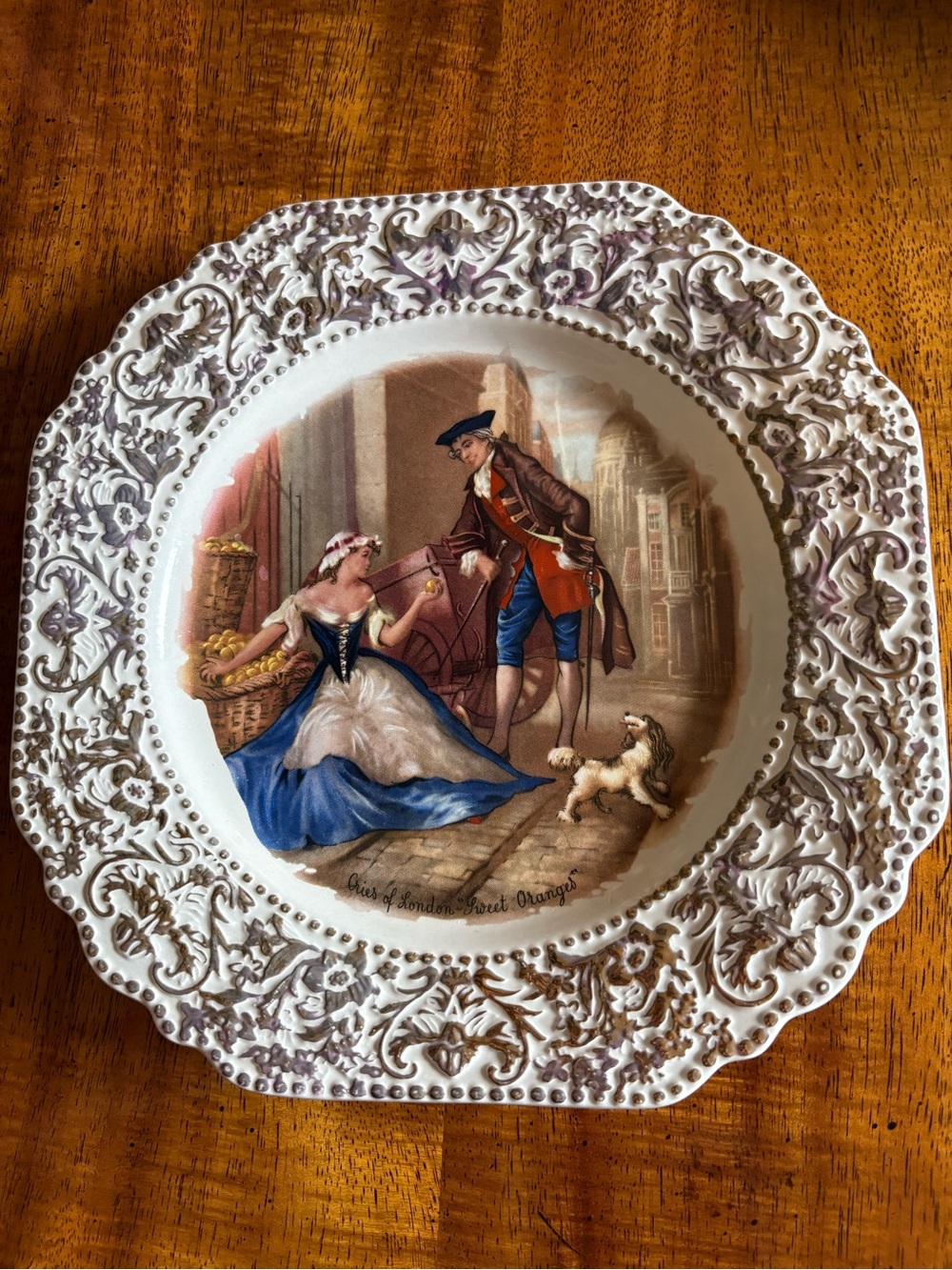 Decorative Scenic Porcelain Plate in White and Blue